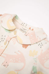 Baby Girl Pajama Set Safari Printed Long Sleeve Top and Elastic Waist Bottom