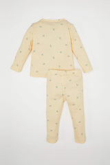 Baby Girl Pajama Set Patterned Long Sleeve Ribbed Camisole Top and Elastic Waist Long Bottom