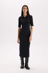 Bodycon Polo Neck Ribbed Camisole Midi Dress