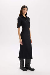 Bodycon Polo Neck Ribbed Camisole Midi Dress