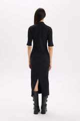 Bodycon Polo Neck Ribbed Camisole Midi Dress