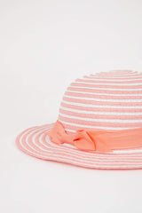Girl's Striped Straw Hat