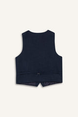 V Neck Linen Blend Vest