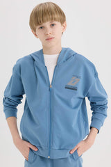 Men's Children Printed Hooded Zipper Sweatshirt