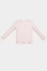 Girl Crew Neck Heart Patterned Ribbed Camisole T-Shirt