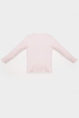 Girl Crew Neck Heart Patterned Ribbed Camisole T-Shirt