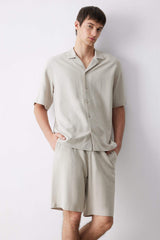 Relax-Fit Polo-Neck Cotton Summer Short-Sleeve Shirt