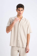Relax-Fit Polo-Neck Cotton Summer Short-Sleeve Shirt