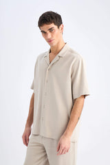Relax-Fit Polo-Neck Cotton Summer Short-Sleeve Shirt