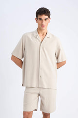 Relax-Fit Polo-Neck Cotton Summer Short-Sleeve Shirt