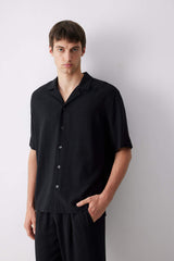 Relax-Fit Polo-Neck Cotton Summer Short-Sleeve Shirt