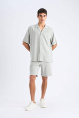 Relax-Fit Polo-Neck Cotton Summer Short-Sleeve Shirt