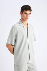 Relax-Fit Polo-Neck Cotton Summer Short-Sleeve Shirt