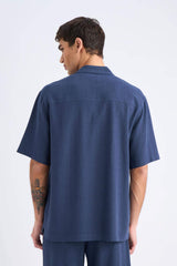 Relax-Fit Polo-Neck Cotton Summer Short-Sleeve Shirt