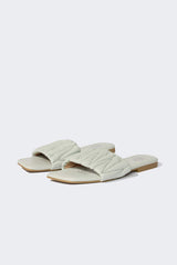 Woman Flat Sole Faux Leather Slippers