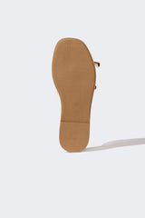 Woman Flat Base Faux Leather Slippers