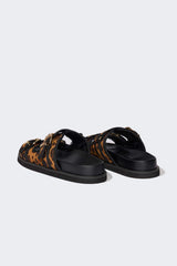 Women's Leopard Patterned Double-Strap Flat Sole Slippers