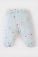 Girl Baby Waist Rubber Floral Muslin Pants