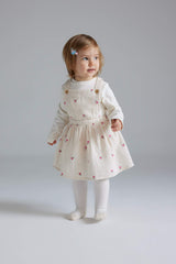 Girl Baby 3 Set Muslin Floral Long Sleeve T-shirt Salopet Dress Pantyhose