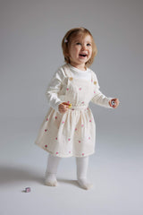 Girl Baby 3 Set Muslin Floral Long Sleeve T-shirt Salopet Dress Pantyhose