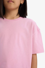 Girl Relax Fit Crew Neck Basic Short Sleeve T-Shirt