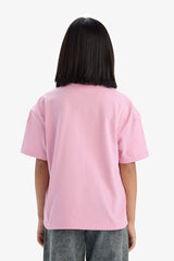 Girl Relax Fit Crew Neck Basic Short Sleeve T-Shirt