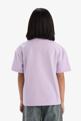 Girl Relax Fit Crew Neck Basic Short Sleeve T-Shirt