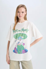 Coool Rick and Morty Oversize Wide Mold Bike Collar Printed Short Sleeve T-shirt