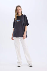 Cool Rick and Morty Oversize Wide Pattern Crew Neck Back Printed Short Sleeve T-Shirt