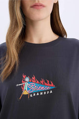 Cool Rick and Morty Oversize Wide Pattern Crew Neck Back Printed Short Sleeve T-Shirt