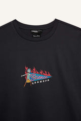 Cool Rick and Morty Oversize Wide Pattern Crew Neck Back Printed Short Sleeve T-Shirt