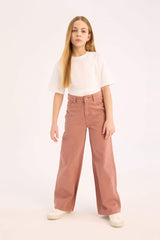 Girl Wide Leg Cotton Cargo Jeans