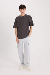 Boxy Fit Crew Neck Non-Ironing Breathable Printed Short Sleeve Heavy Fabric T-Shirt