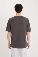 Boxy Fit Crew Neck Non-Ironing Breathable Printed Short Sleeve Heavy Fabric T-Shirt