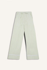 Wide Leg Striped High Waist Poplin Trousers