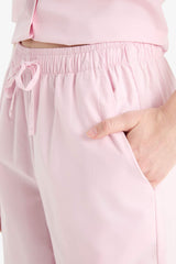 Wide Leg Striped High Waist Poplin Trousers