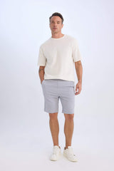 Regular Fit Textured Bermuda Shorts with Tie Waist