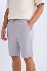 Regular Fit Textured Bermuda Shorts with Tie Waist