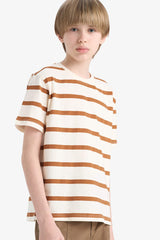 Boys Bike Collar Striped Short Sleeve T-Shirt