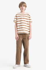 Boys Bike Collar Striped Short Sleeve T-Shirt