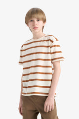 Boys Bike Collar Striped Short Sleeve T-Shirt