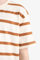 Boys Bike Collar Striped Short Sleeve T-Shirt