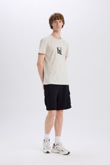 Regular Fit Drawstring Waist Cargo Pocket Shorts
