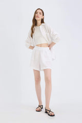 Regular Fit Muslin Elastic Band Short Leg Shorts