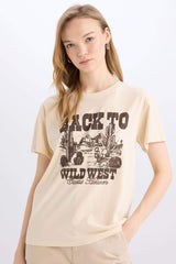 Regular Fit Crew Neck Printed Short Sleeve T-Shirt