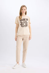 Regular Fit Crew Neck Printed Short Sleeve T-Shirt