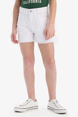 Girl's Ripped Detailed Cotton Jean Shorts