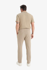 Regular Fit Track Bottom Waisted Lace-Up Pocket Detailed Flat Leg