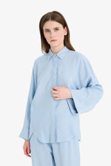 Relax Fit Basic Plain Linen Blend Long Sleeve Hijab Shirt Tunic