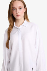 Relax Fit Basic Plain Linen Blend Long Sleeve Hijab Shirt Tunic